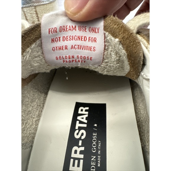 Golden Goose Superstar Sneakers White Leather Blue Star Distressed Low Top SZ 37 - Picture 13 of 16